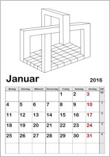 Kalender Vorlage 3D Ausmalbilder 2016