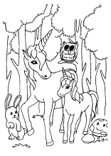 Einhornmama und Einhornkind im Wald