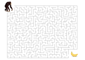 Labyrinth, Irrgarten Affe sucht Banane