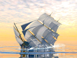 Segelschiff versinkt im Meer