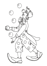 Clown jongliert mit Bällen