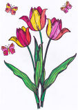 Tulpen und Schmetterling