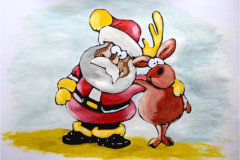 Santa Claus mit Rentier